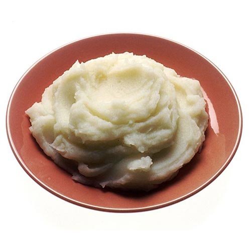 Aardappelpuree met olijfolie en amandelschaafsel