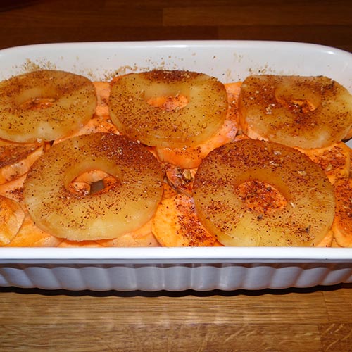 Zoete aardappelen met ananas